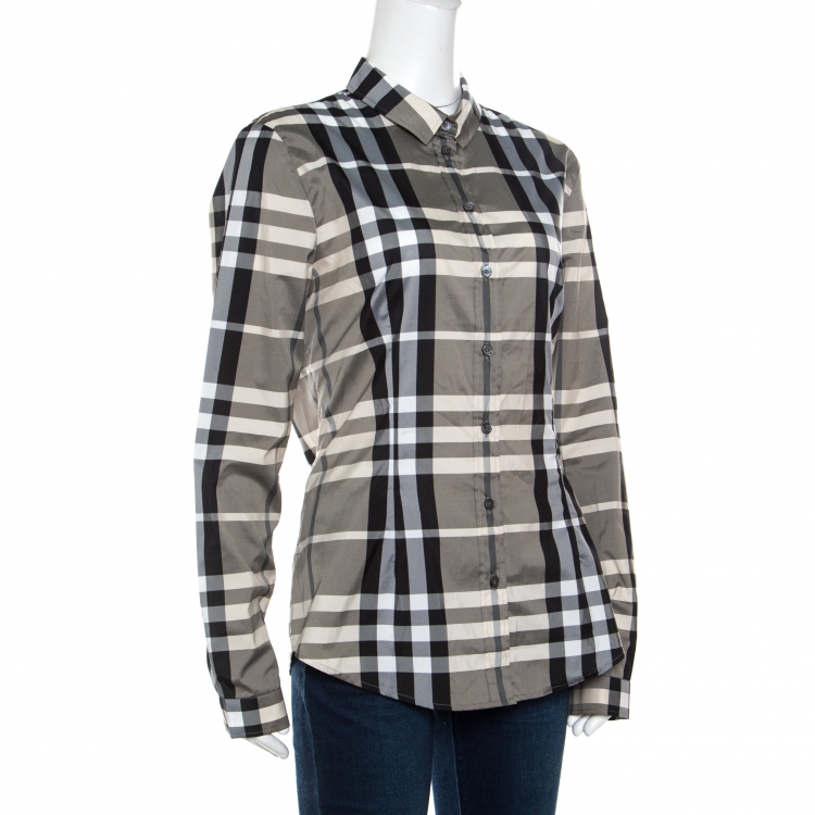 Burberry London Checked Long Sleeve Button Front Shirt L Burberry | TLC