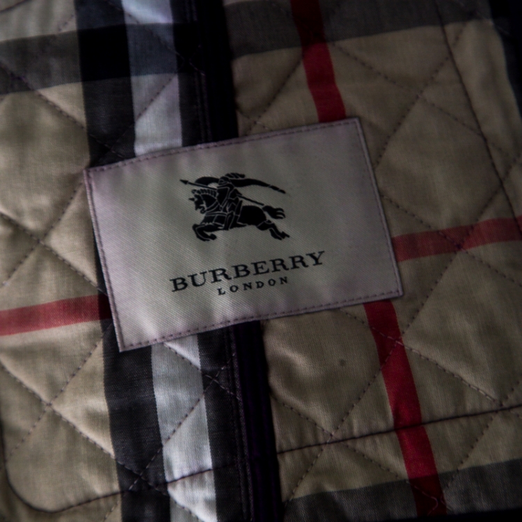 Pre Owned Burberry London Purple Diamond Quilted Belted Jacket S