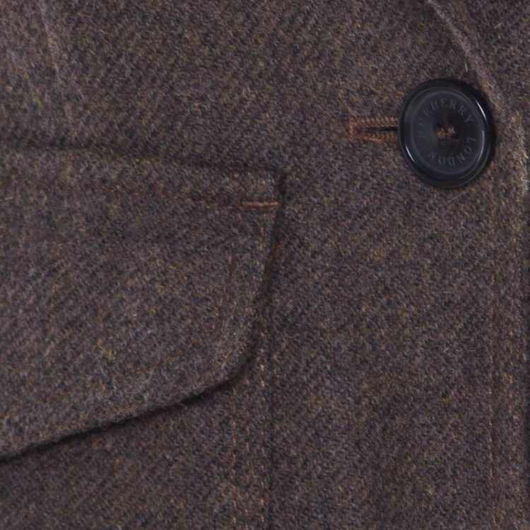 Pre Owned Burberry London Brown Wool One Button Blazer S