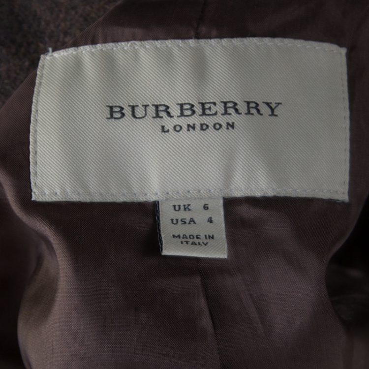 Pre Owned Burberry London Brown Wool One Button Blazer S