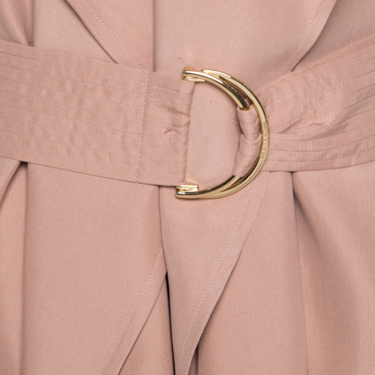 مملوكة مسبقًا Burberry Pink Draped Silk Belted Open Front Trench Coat XS