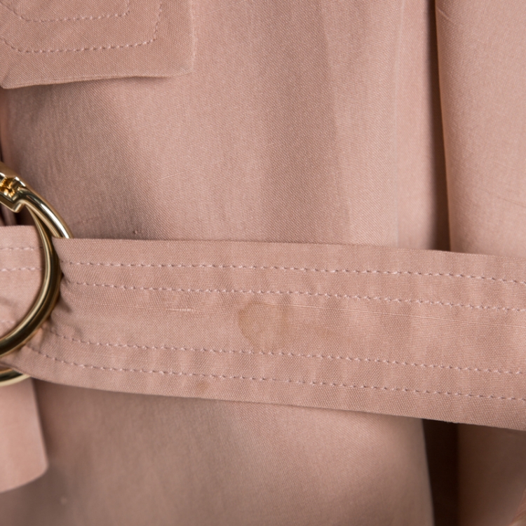 مملوكة مسبقًا Burberry Pink Draped Silk Belted Open Front Trench Coat XS