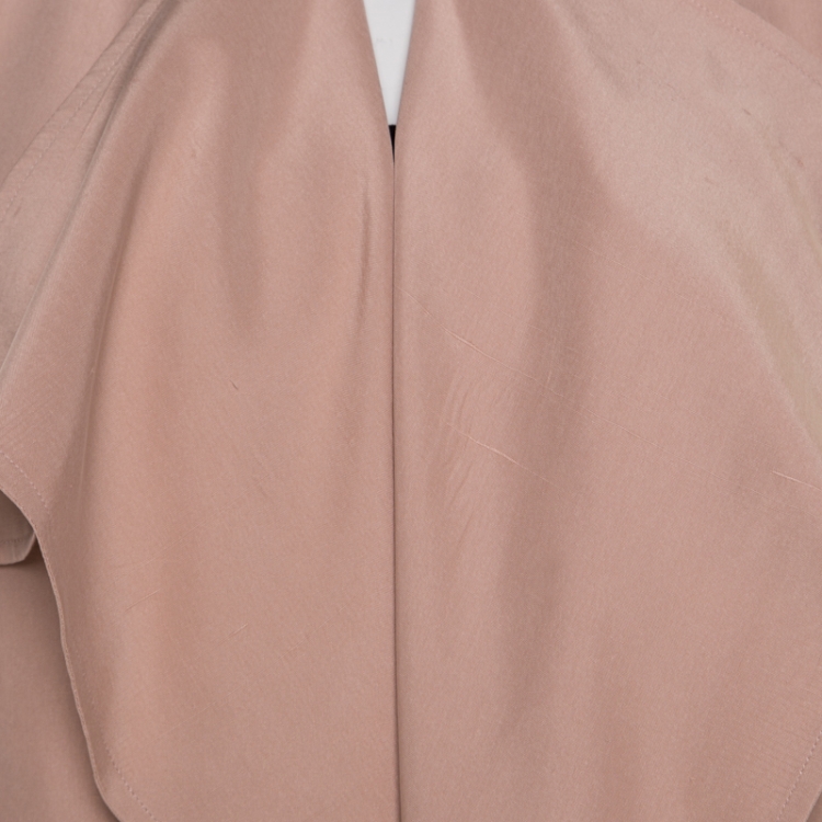 مملوكة مسبقًا Burberry Pink Draped Silk Belted Open Front Trench Coat XS