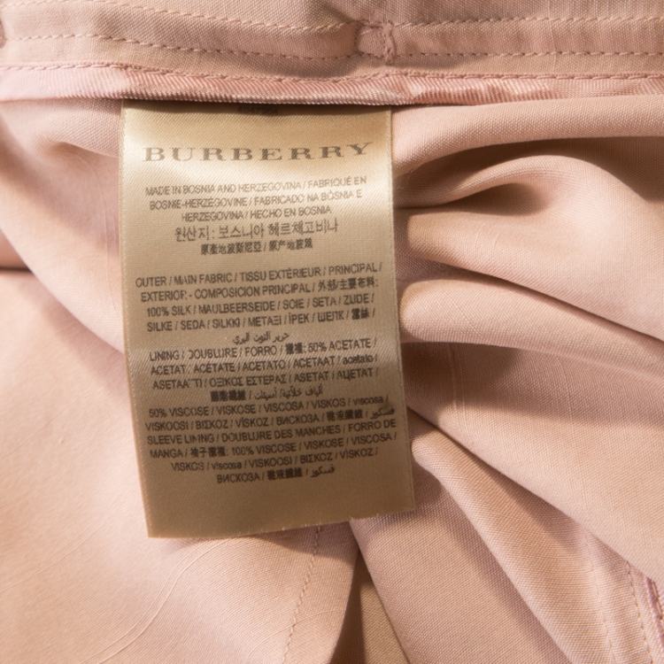 مملوكة مسبقًا Burberry Pink Draped Silk Belted Open Front Trench Coat XS