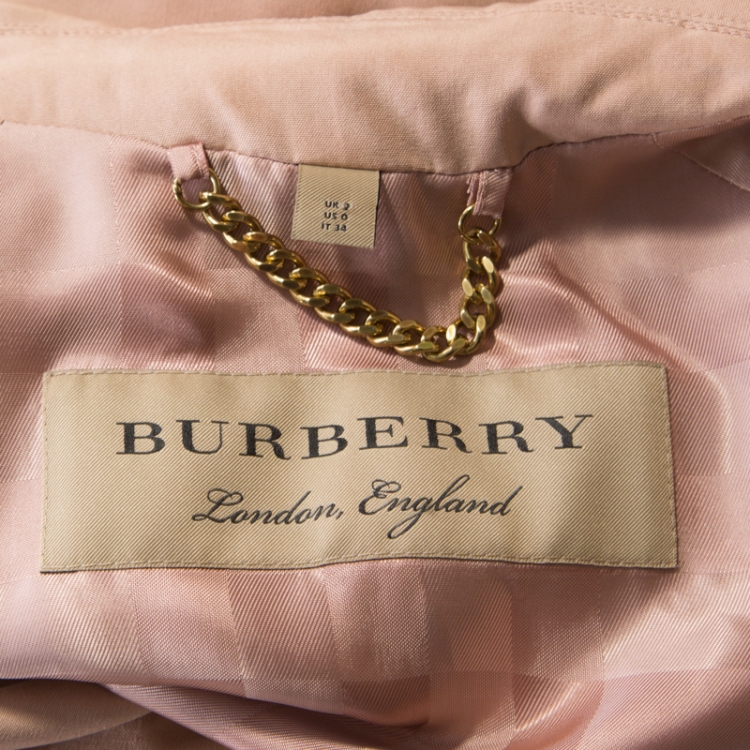 مملوكة مسبقًا Burberry Pink Draped Silk Belted Open Front Trench Coat XS
