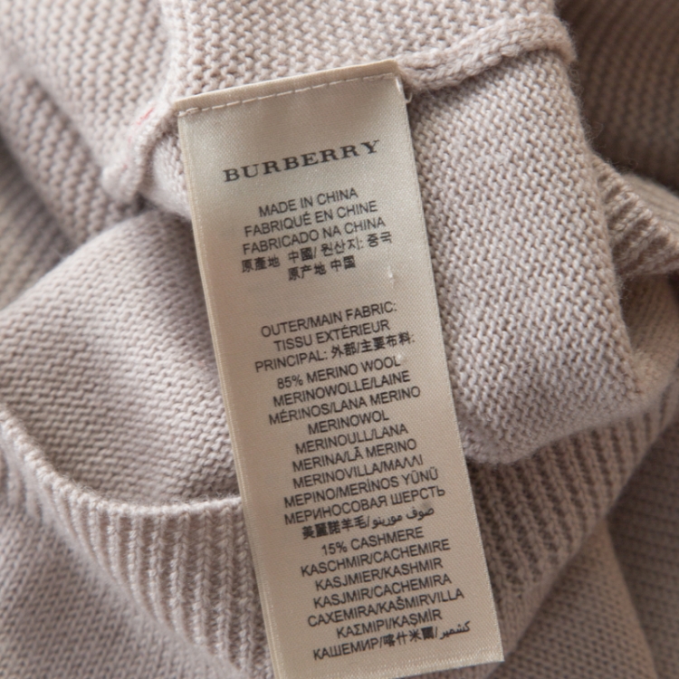 Pre Owned Burberry Brit Beige Cashmere Wool Exploded Check Printed Scoop Neck Pullover M
