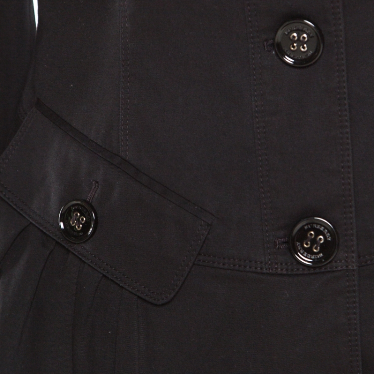 Pre Owned Burberry Black Cotton Stand Collar Slim Fit Jacket S