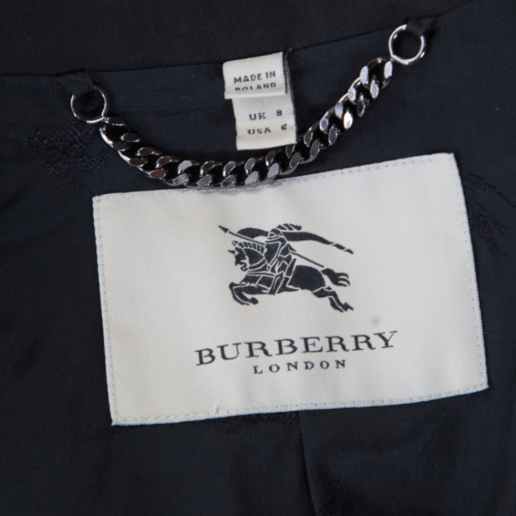 Pre Owned Burberry Black Cotton Stand Collar Slim Fit Jacket S