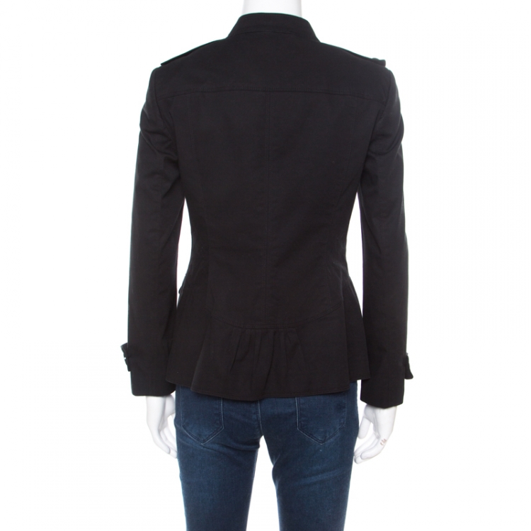 Pre Owned Burberry Black Cotton Stand Collar Slim Fit Jacket S