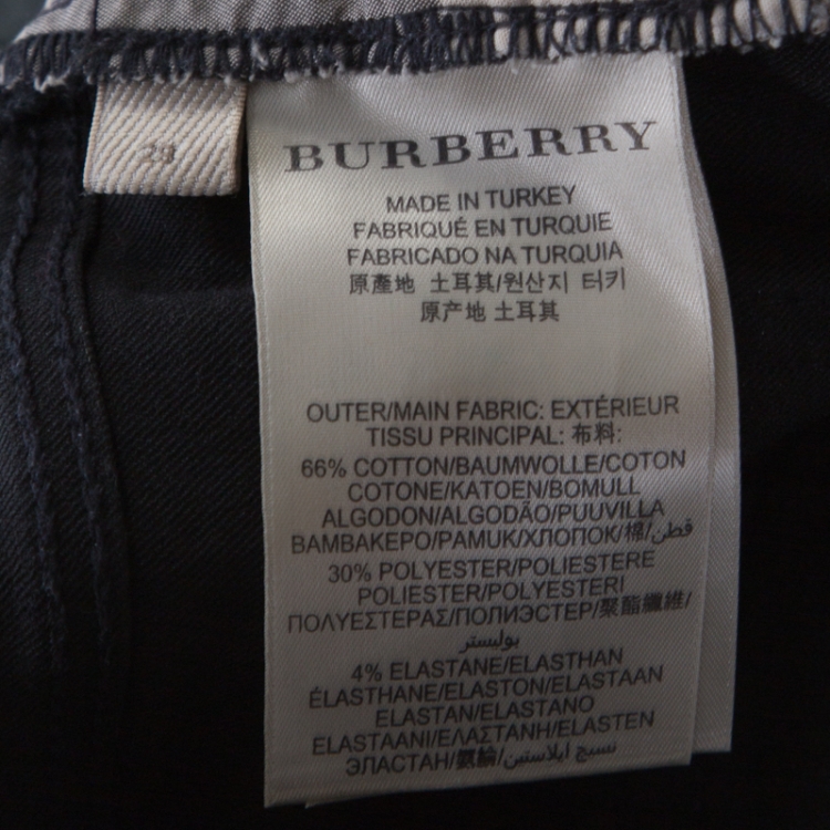 Pre Owned Burberry Brit Deep Olive Green Coated Denim Paneled Skinny Ankle Jeans M