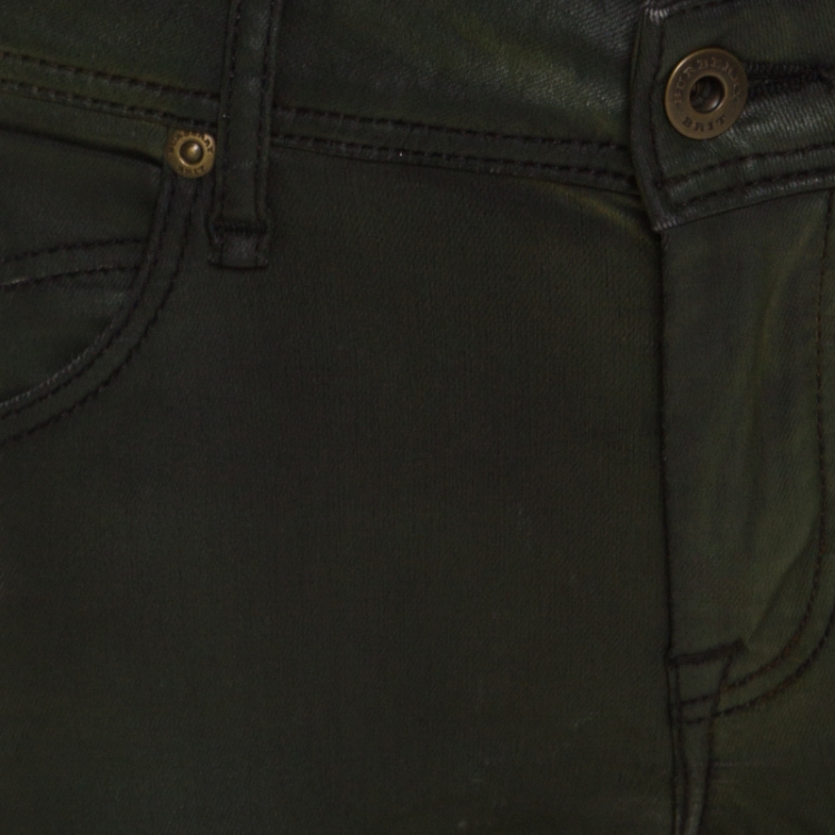 Pre Owned Burberry Brit Deep Olive Green Coated Denim Paneled Skinny Ankle Jeans M