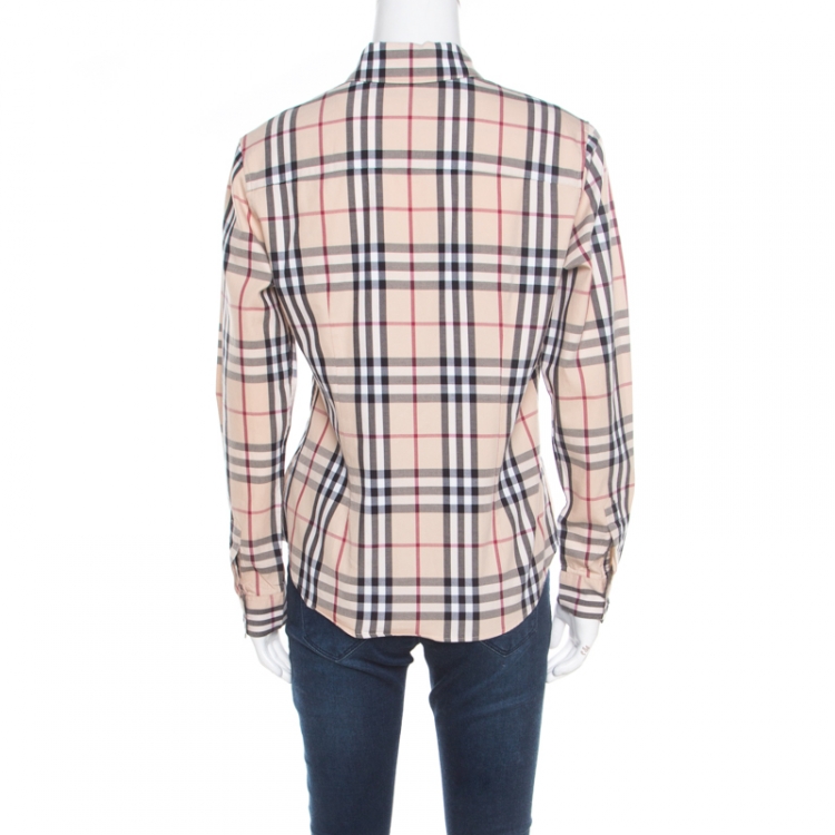 Pre Owned Burberry Beige Novacheck Cotton Long Sleeve Button Front Shirt M
