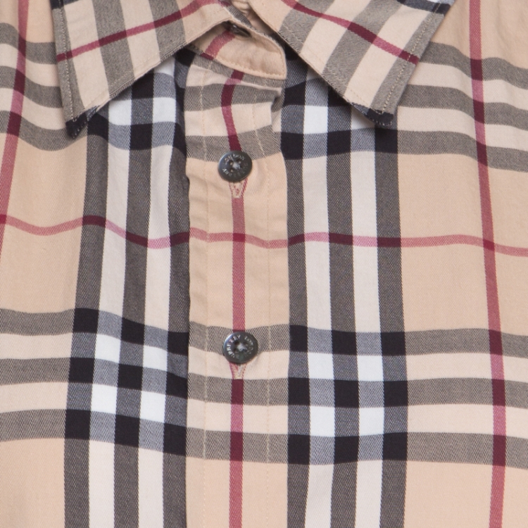 Pre Owned Burberry Beige Novacheck Cotton Long Sleeve Button Front Shirt M
