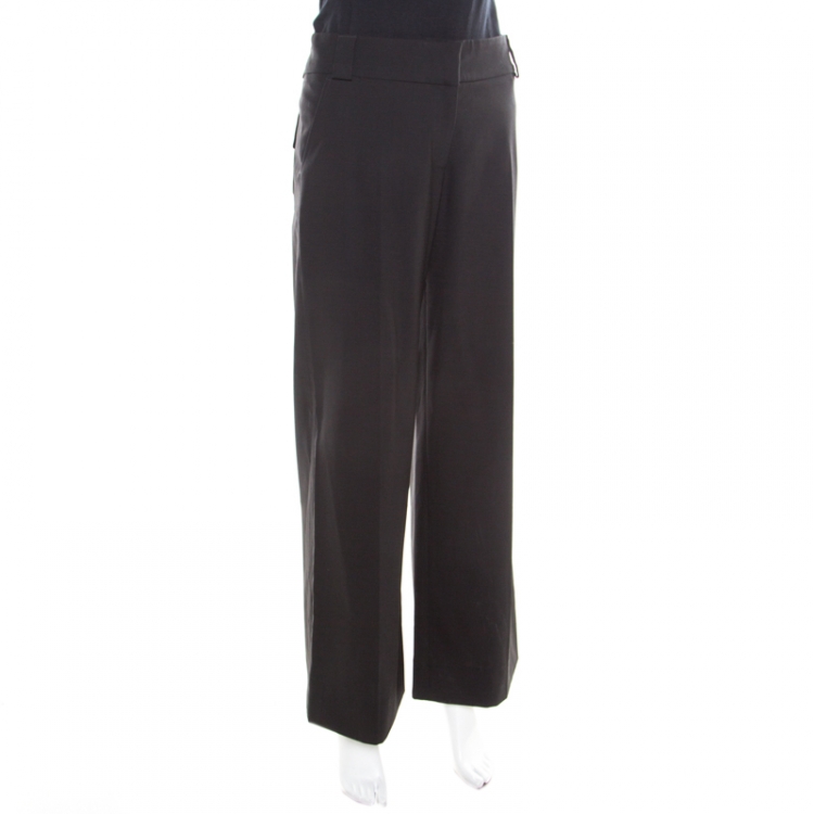 Pre Owned Burberry London Black Cotton Wide Leg Trousers S