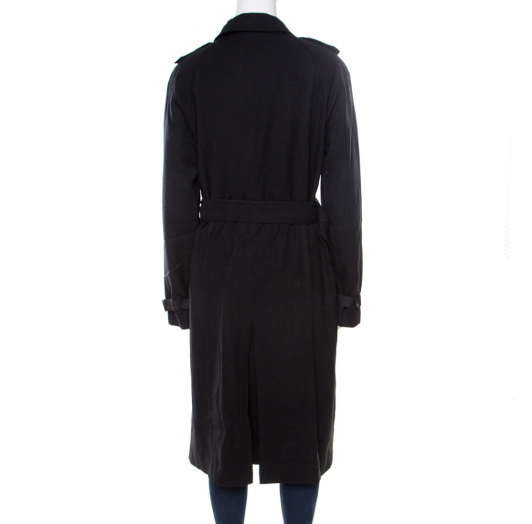 Pre Owned Burberry London Black Wool Double Breasted Overcoat M