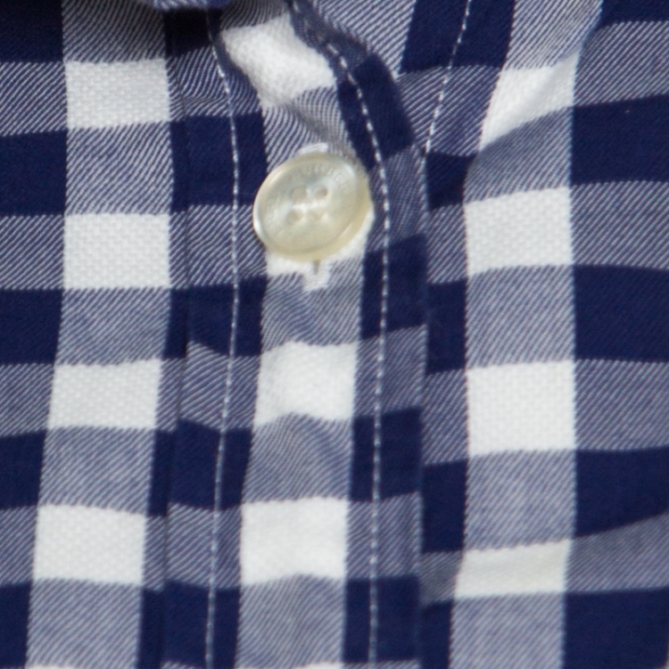 مملوكة مسبقًا Burberry Brit Blue and White Gingham Check Cotton Long Sleeve Shirt L