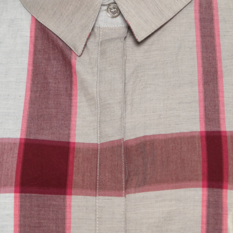 Pre Owned Burberry Pale Pink Checked Cotton Long Sleeve Shirt L