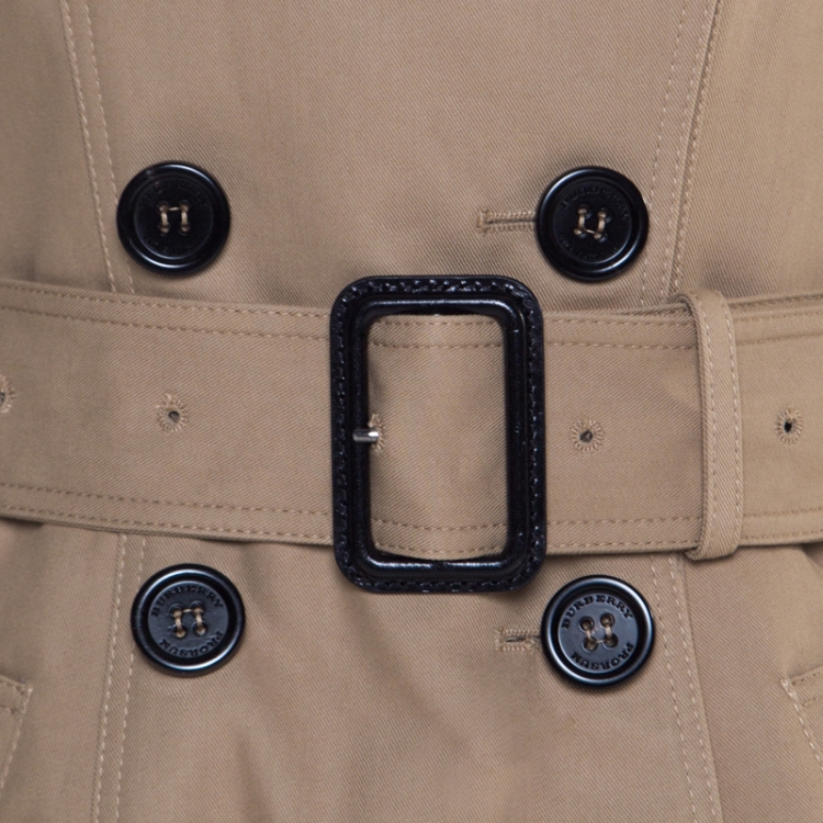 Pre Owned Burberry Prorsum Beige Cotton Double Breasted Belted Trench Coat S
