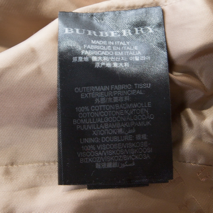 Pre Owned Burberry Prorsum Beige Cotton Double Breasted Belted Trench Coat S
