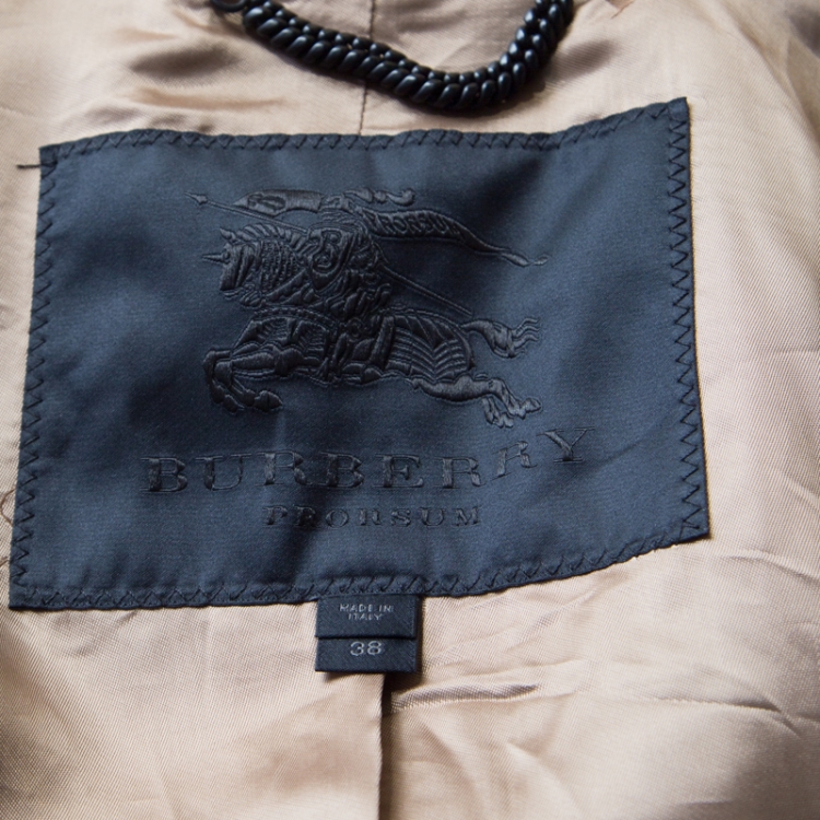 Pre Owned Burberry Prorsum Beige Cotton Double Breasted Belted Trench Coat S