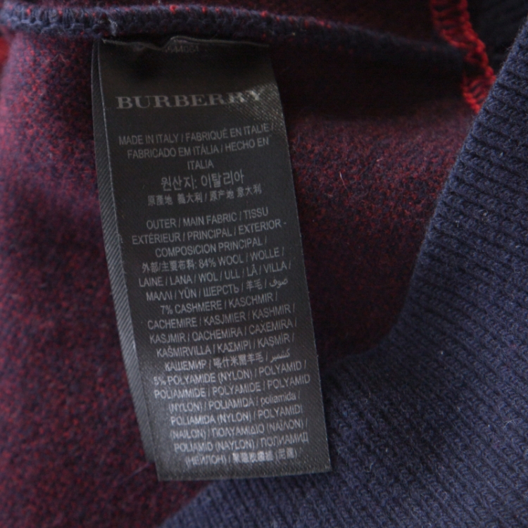 Pre Owned Burberry Navy Blue Wool Cashmere Logo Detail Sweatshirt S