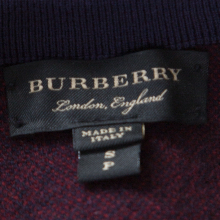 Pre Owned Burberry Navy Blue Wool Cashmere Logo Detail Sweatshirt S