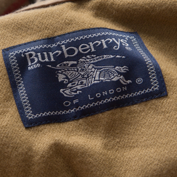 Pre Owned Burberry Camel Brown Novacheck Detail Fringed Bottom Cape