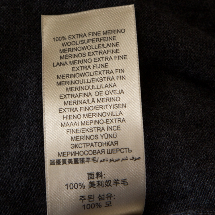 Pre Owned Burberry Brit Dark Grey Merino Wool Novacheck Trim Sweater Top S