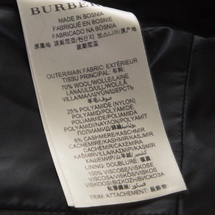 Pre Owned Burberry Brit Black Wool Toggle Closure Detail Double Breasted Coat S