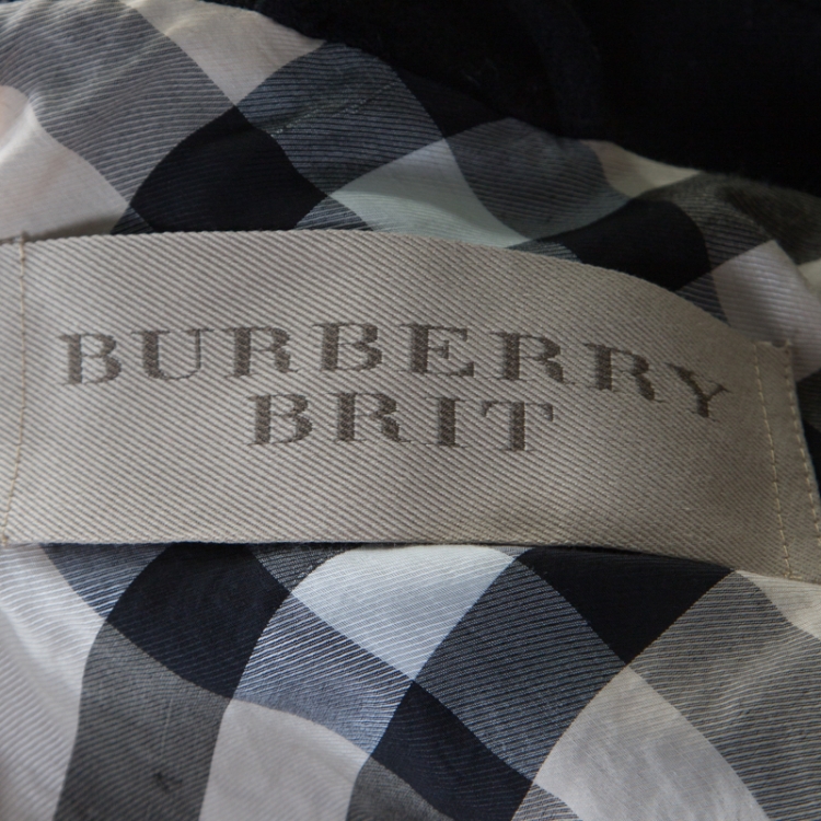 Pre Owned Burberry Brit Black Wool Toggle Closure Detail Double Breasted Coat S