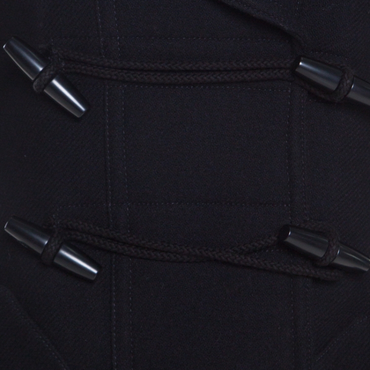Pre Owned Burberry Brit Black Wool Toggle Closure Detail Double Breasted Coat S