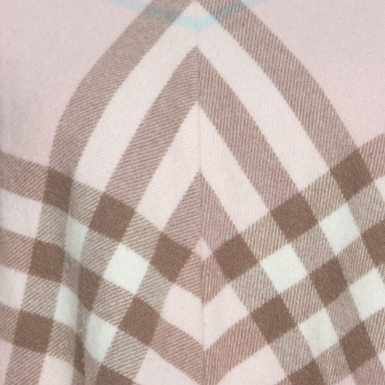 Pre Owned Burberry Pale Pink Novacheck Cashmere Fringed Poncho ( One Size )