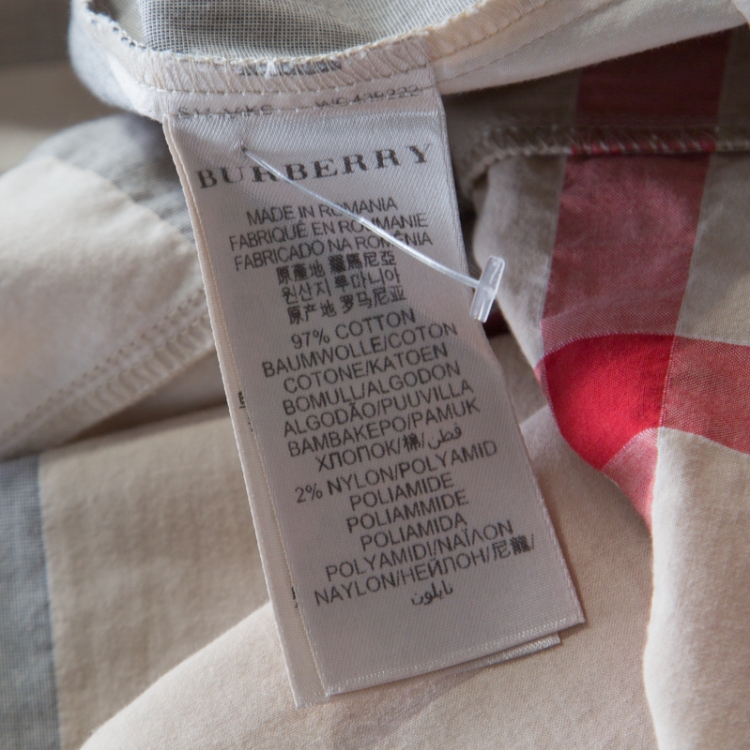 Pre Owned Burberry Brit Beige Cotton Novacheck Long Sleeve Button Front Shirt XL