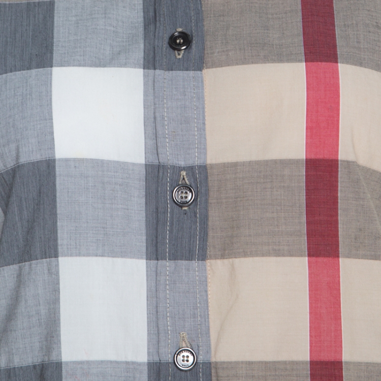 Pre Owned Burberry Brit Beige Cotton Novacheck Long Sleeve Button Front Shirt XL