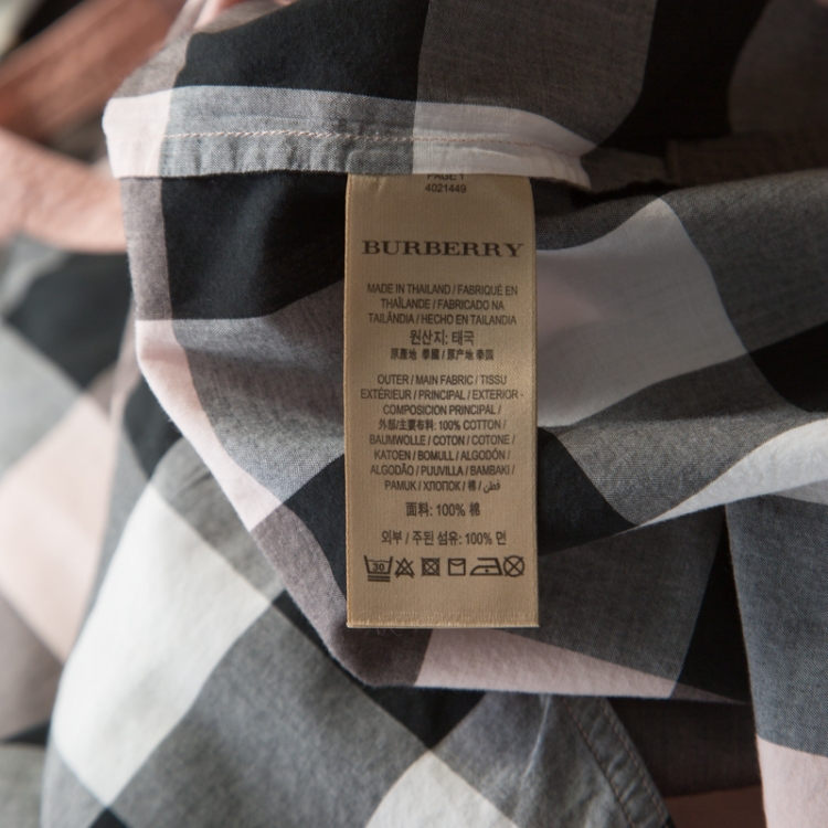 مملوكة مسبقًا Burberry Pink Plastron Cotton Button Front Blouse M 
