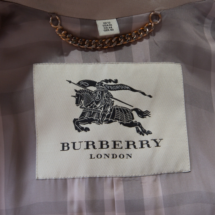 Pre Owned Burberry London Beige Silk Wrap Belted Cuff Trench Coat M 