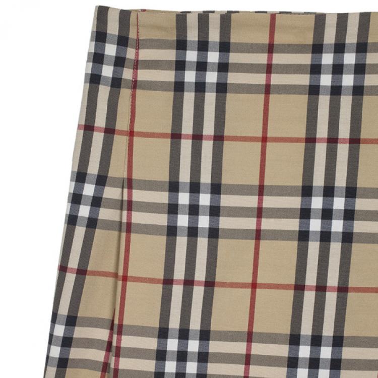 Pre Owned Burberry Classic Check Brit Kilt Mini Skirt XS