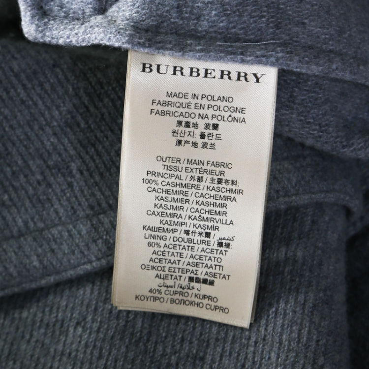 Pre Owned Burberry Grey Cashmere Belted Wrap Mid Length Coat L 