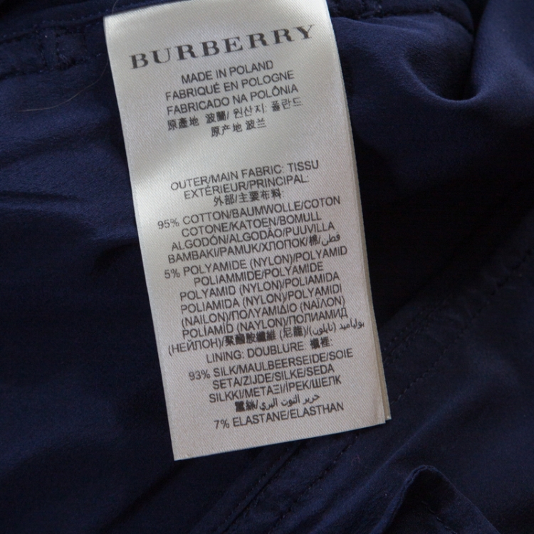 Pre Owned Burberry London Navy Blue Lace Double Breasted Trench Coat S