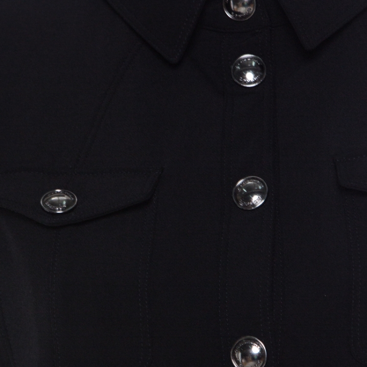 Pre Owned Burberry Black Stretch Crepe Safari Midi Dress M 