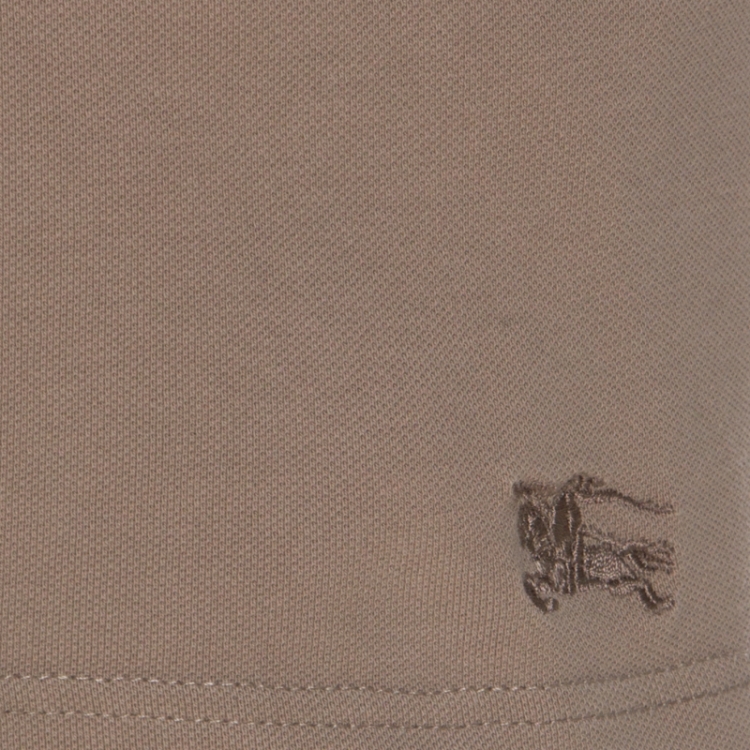Pre Owned Burberry Beige Cotton Pique Knit Novacheck Sleeve Polo T-Shirt S