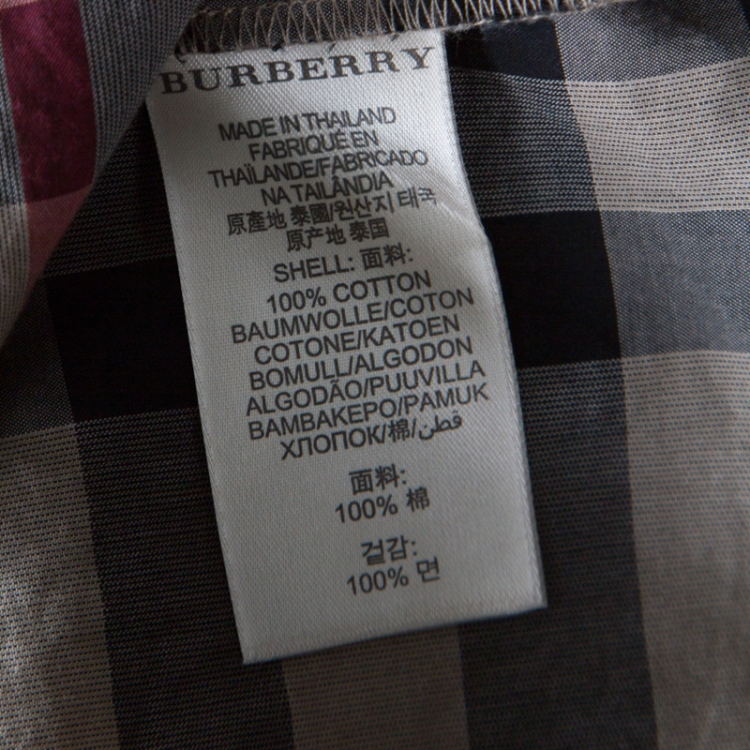 Pre Owned Burberry Beige Taupe Nova Check Cotton Peplum Style Button Down Shirt S  