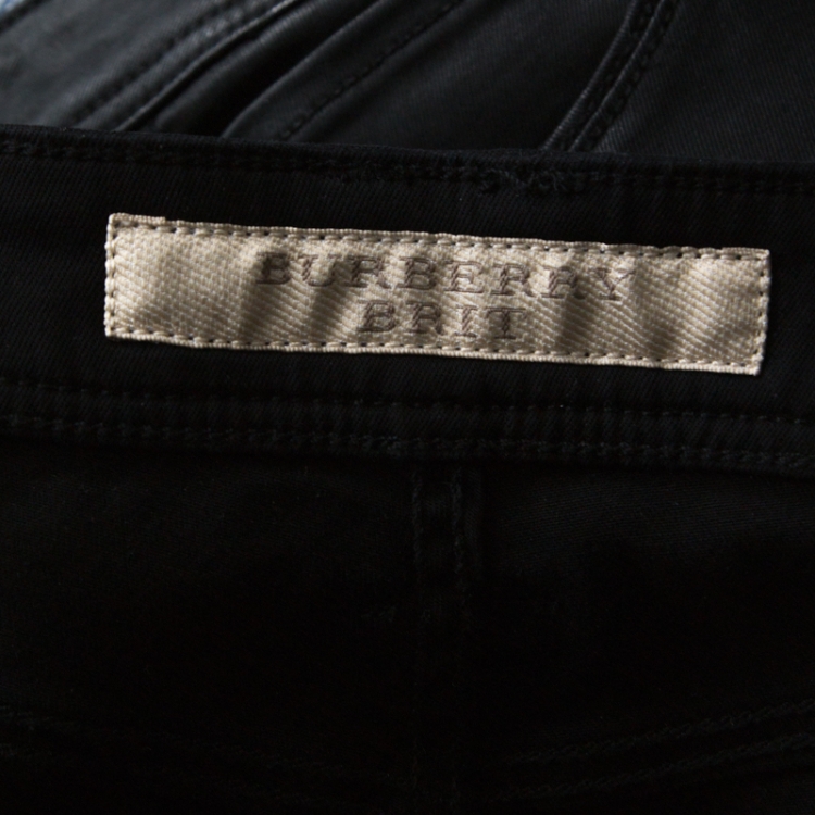 Pre Owned Burberry Black Coated Denim Low Rise Skinny Fit Jeans M 