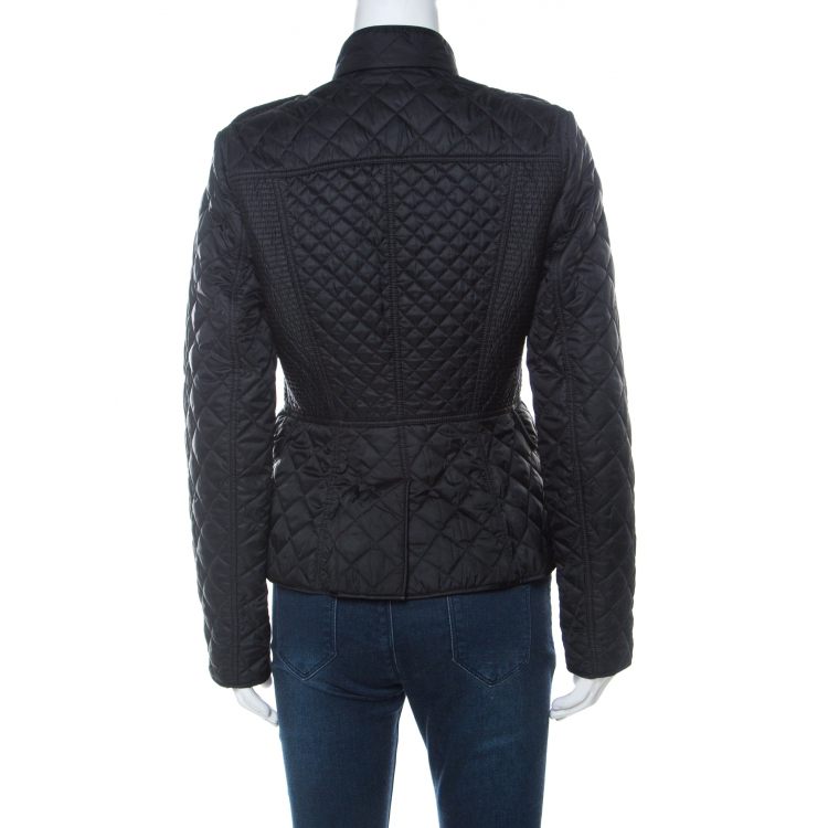 Pre Owned Burberry London Black Diamond Pattern Quilted Jacket S