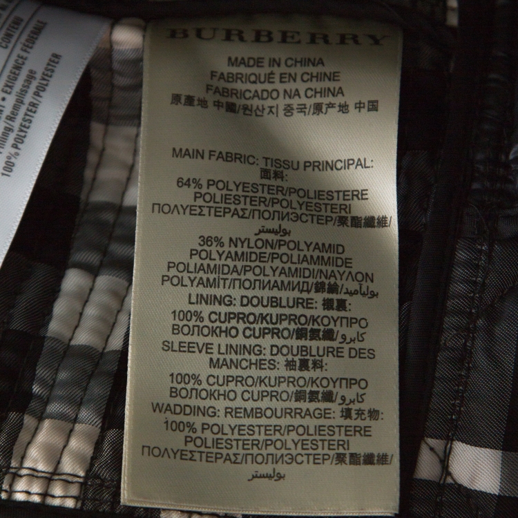 Pre Owned Burberry London Black Diamond Pattern Quilted Jacket S