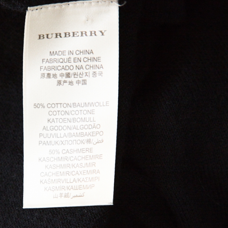 Pre Owned Burberry Brit Black Cashmere Button Front Cardigan XL 