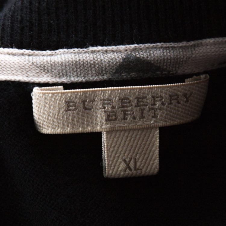 Pre Owned Burberry Brit Black Cashmere Button Front Cardigan XL 