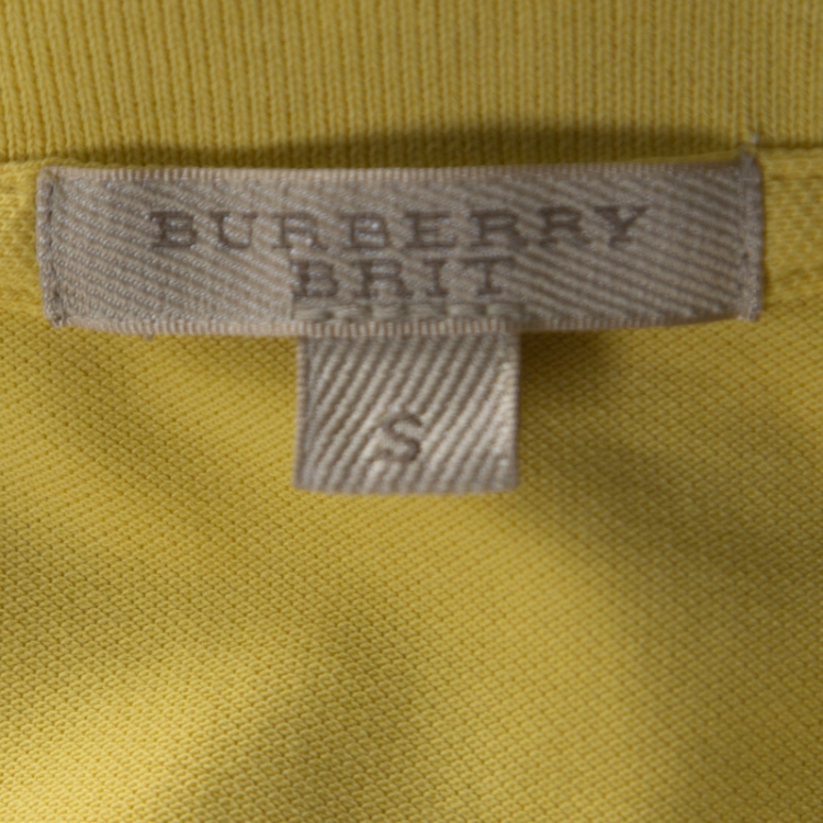 Pre Owned Burberry Yellow Cotton Puff Sleeve Polo T-Shirt S