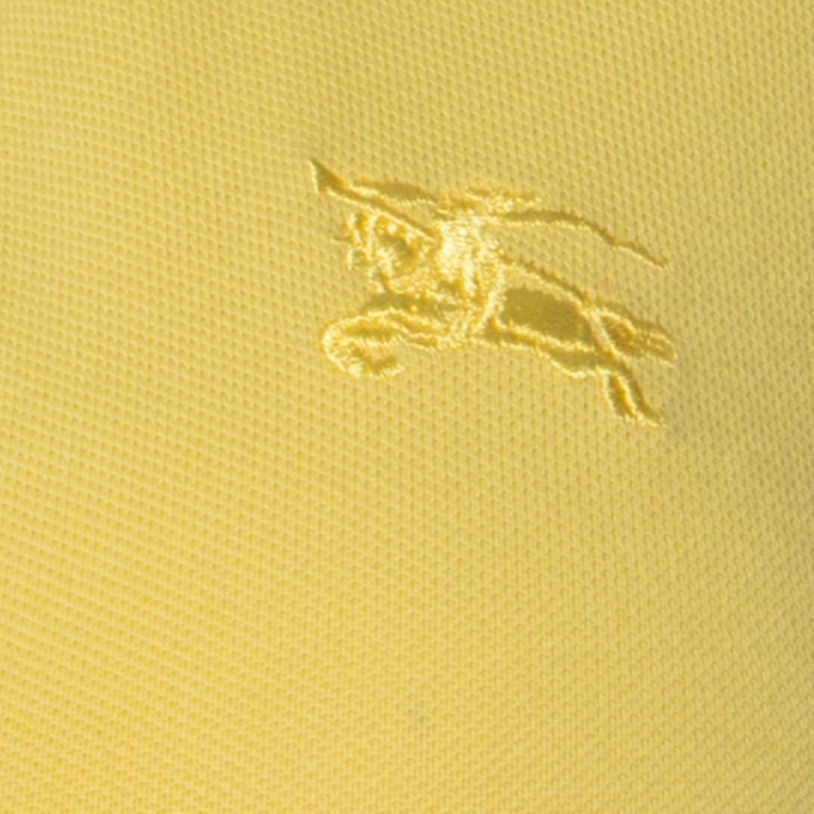 Pre Owned Burberry Yellow Cotton Puff Sleeve Polo T-Shirt S