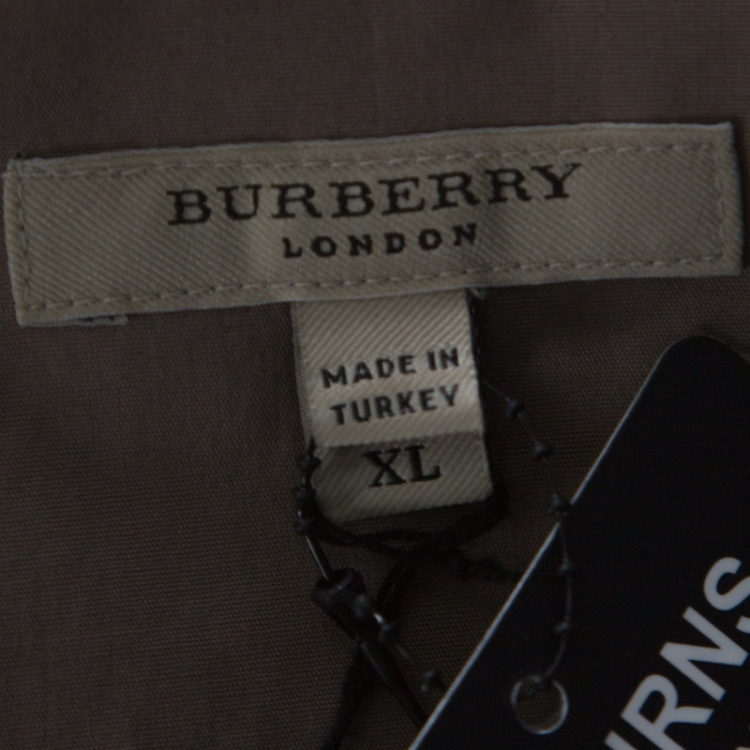 Pre Owned Burberry Cappuccino Brown Cotton Nova Check Detail Shirt XL